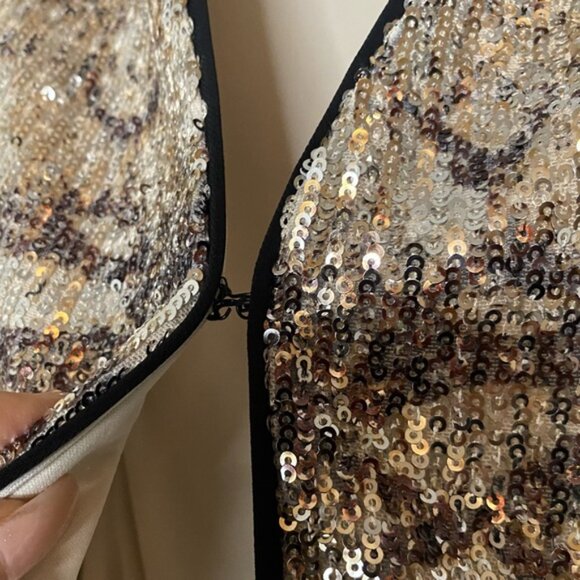 Frank Lyman Blazer Women Sz 12 Gold Sequins Formal Evening Wear New Year Jacket - Picture 9 of 11